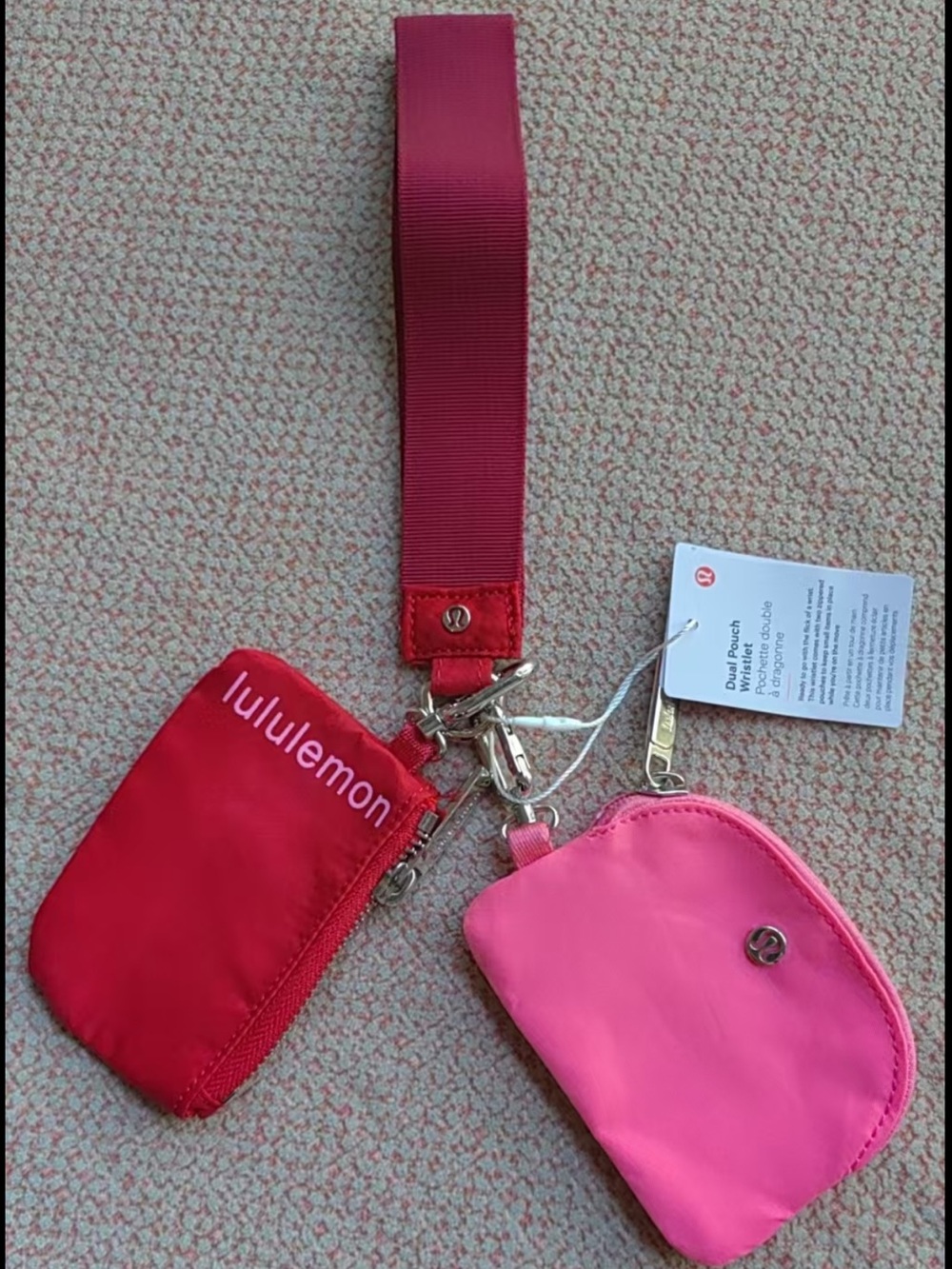1:1 lululemon athletica Red & Pink Dual Pouch Wristlet Keychain